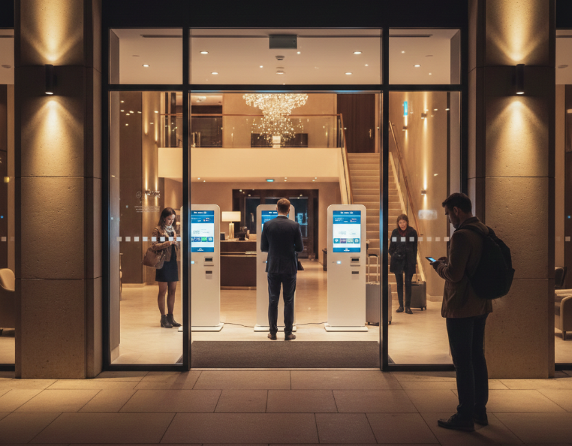 Self-service hotel and night reception without the need for staff